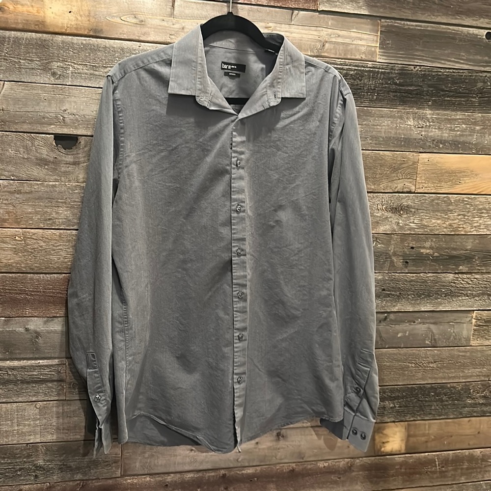 EUC Bar lii SlimFit Men’s Grey long sleeve dress shirt Sz L 16 1/2 36/37